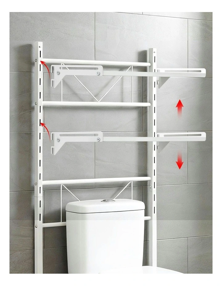 2 Tier Over Toilet Bathroom Storage Shelf in White image 6