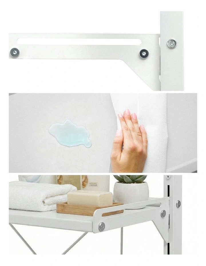 2 Tier Over Toilet Bathroom Storage Shelf in White image 7