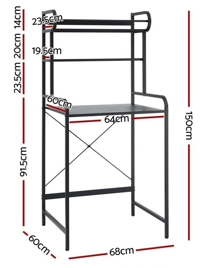 Bathroom Storage Shelf Over Washing Machine Toilet 3 Tier in Black image 4