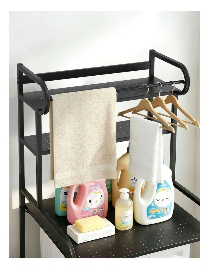 Bathroom Storage Shelf Over Washing Machine Toilet 3 Tier in Black image 6