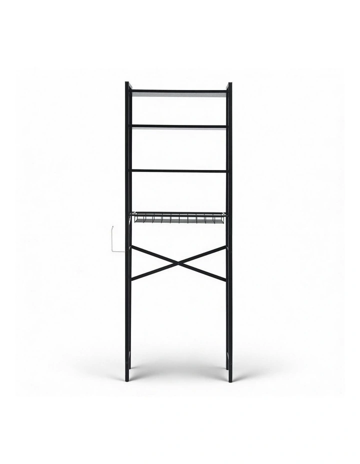 4 Tier Over Toilet Bathroom Storage Rack in Black image 2