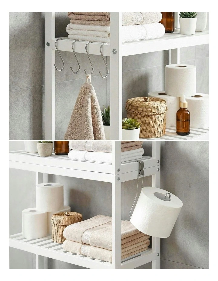 3 Tier Over Toilet Storage Bathroom Rack in White image 6