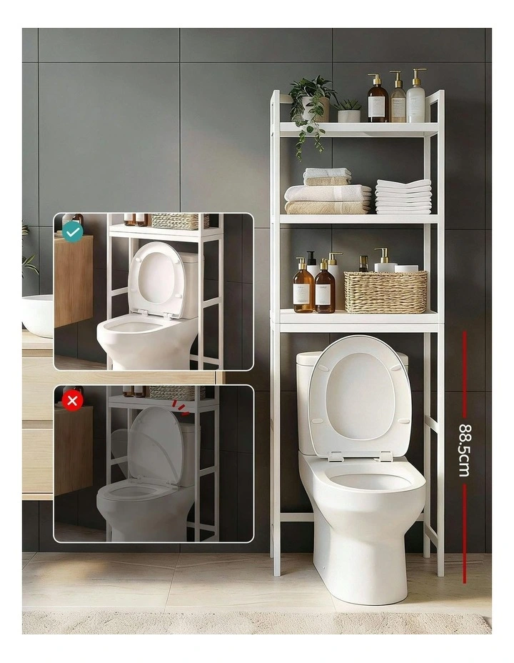 3 Tier Over Toilet Storage Bathroom Rack in White image 7