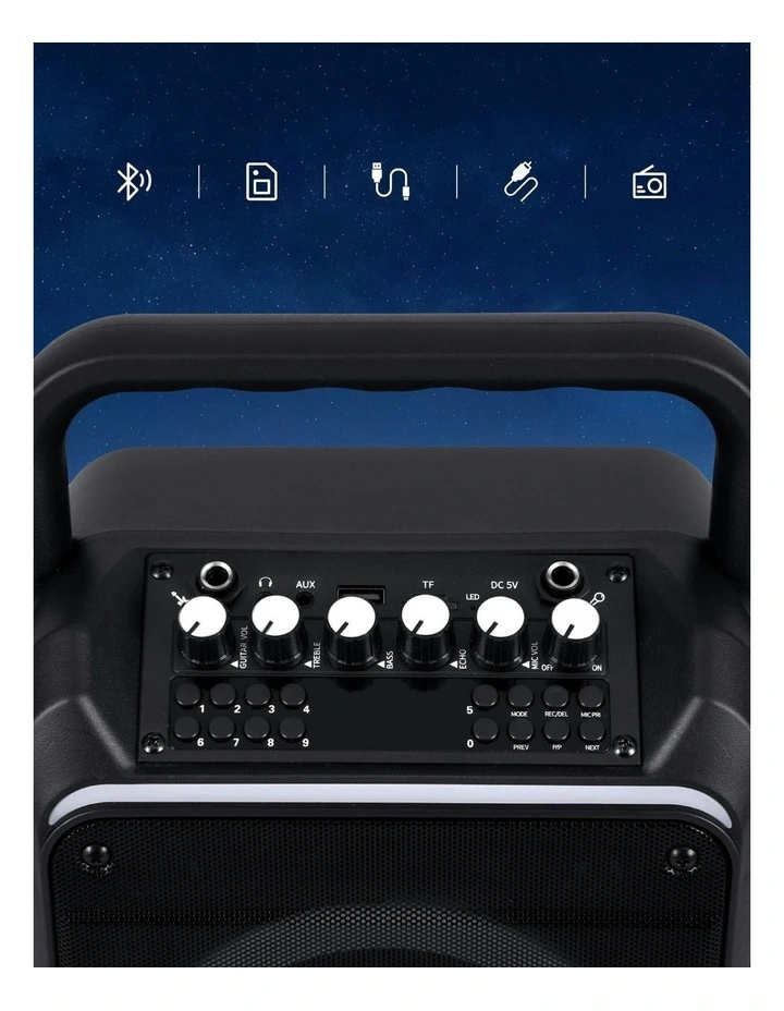 Portable Karaoke Machine with 2 Wireless Microphones Bluetooth 5.3 in Black image 6