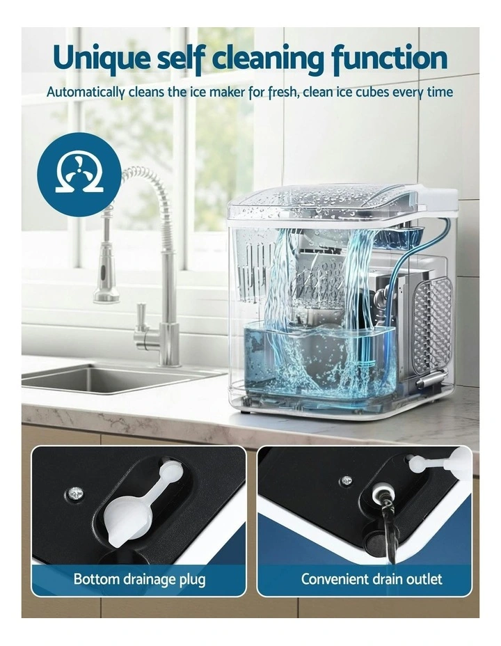 Countertop with Self Cleaning Ice Maker Machine 1.2L 12kg in White image 7