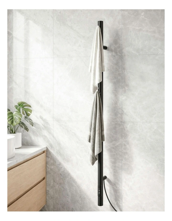 Heated Towel Rail With Timer Vertical Electric Heater Warmer Rack image 3