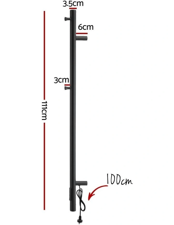 Heated Towel Rail With Timer Vertical Electric Heater Warmer Rack image 4
