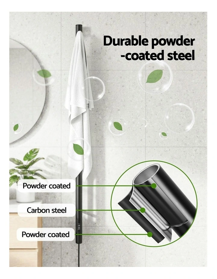 Heated Towel Rail With Timer Vertical Electric Heater Warmer Rack image 6