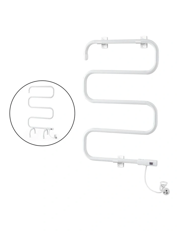 Heated Towel Rail Freestanding Wall Mounted S-Shape Electric Warmer Rack image 1