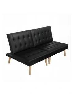 2 Seater Lounge Fabric Sofa Bed Couch in Black