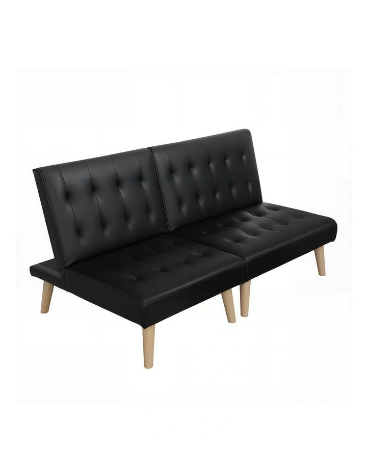 2 Seater Lounge Fabric Sofa Bed Couch in Black image 1