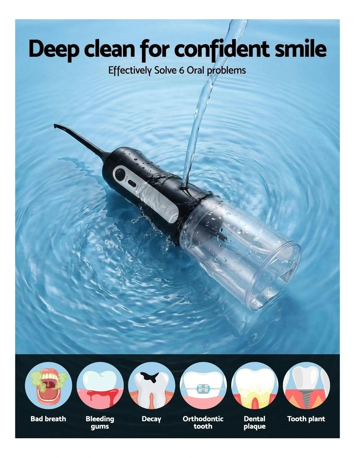 Cordless Water Flosser Dental Oral Irrigator in Black image 5