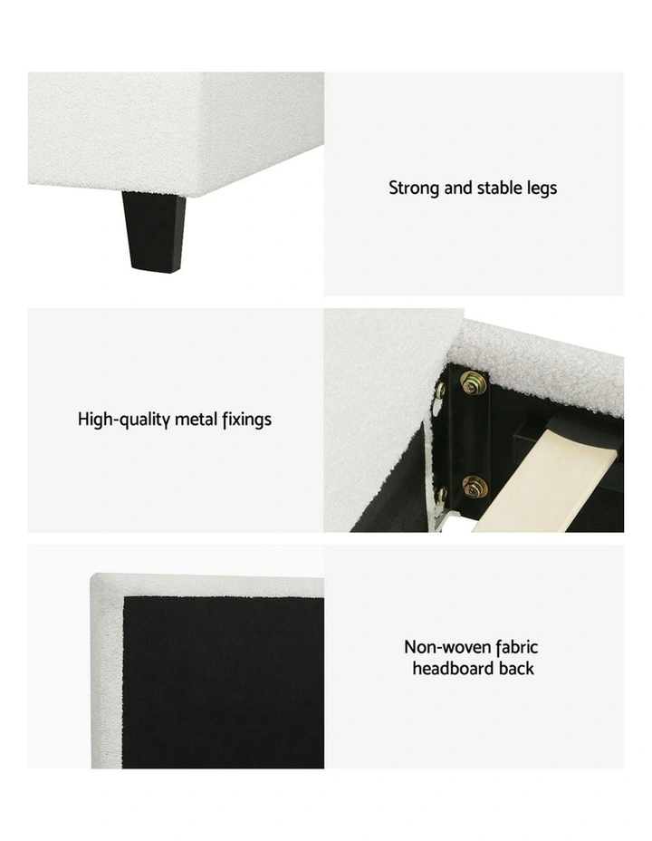 King Single Bed Set With BedStory Hybrid Mattress Upholstered Platform in White image 6