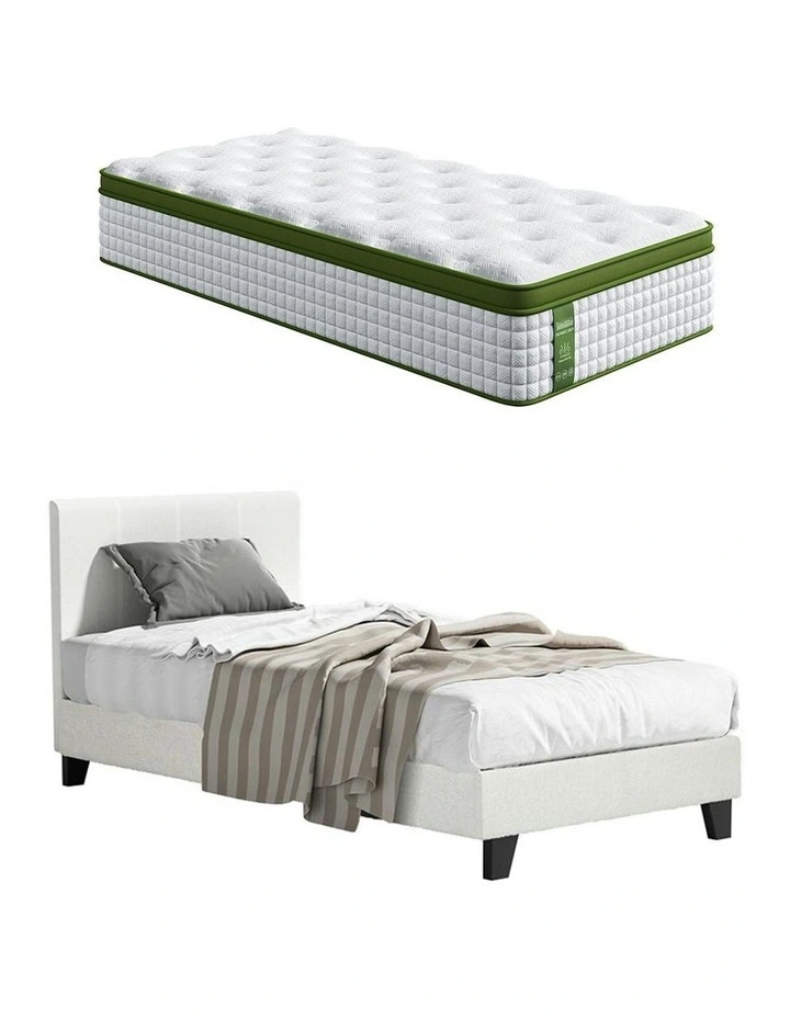 BedStory Medium Single Bed Frame Mattres in White image 2