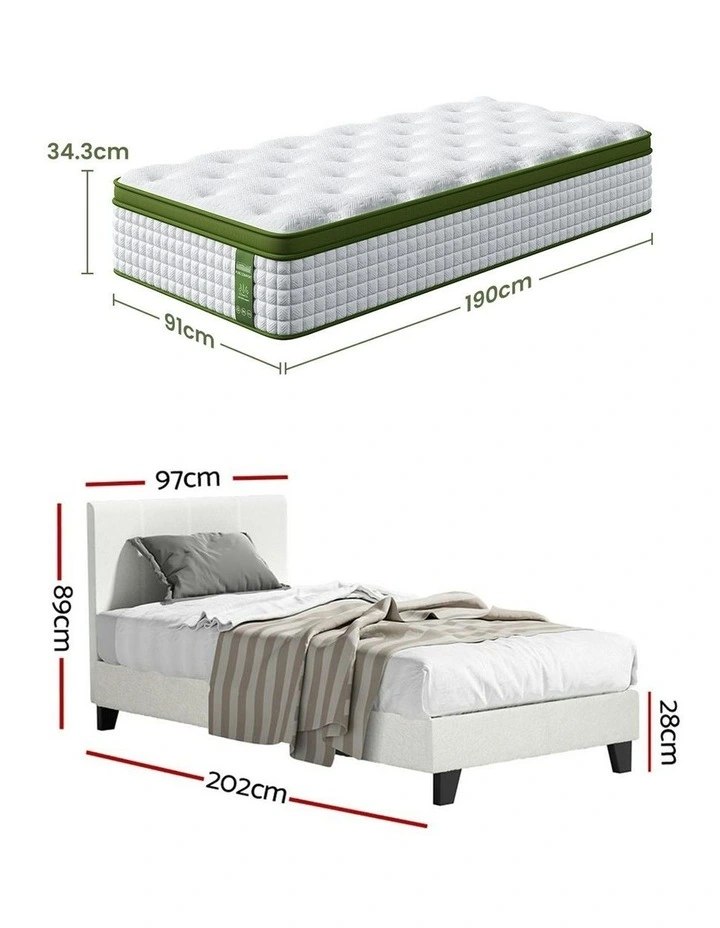 BedStory Medium Single Bed Frame Mattres in White image 4