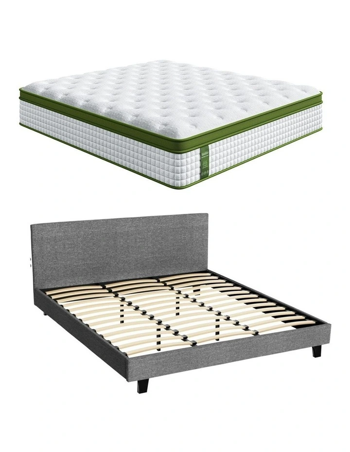 BedStory King Bed Frame Set With Hybrid Mattress Medium Firm in Grey image 2