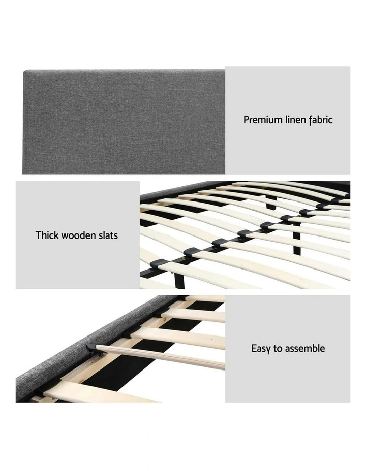 BedStory King Bed Frame Set With Hybrid Mattress Medium Firm in Grey image 6