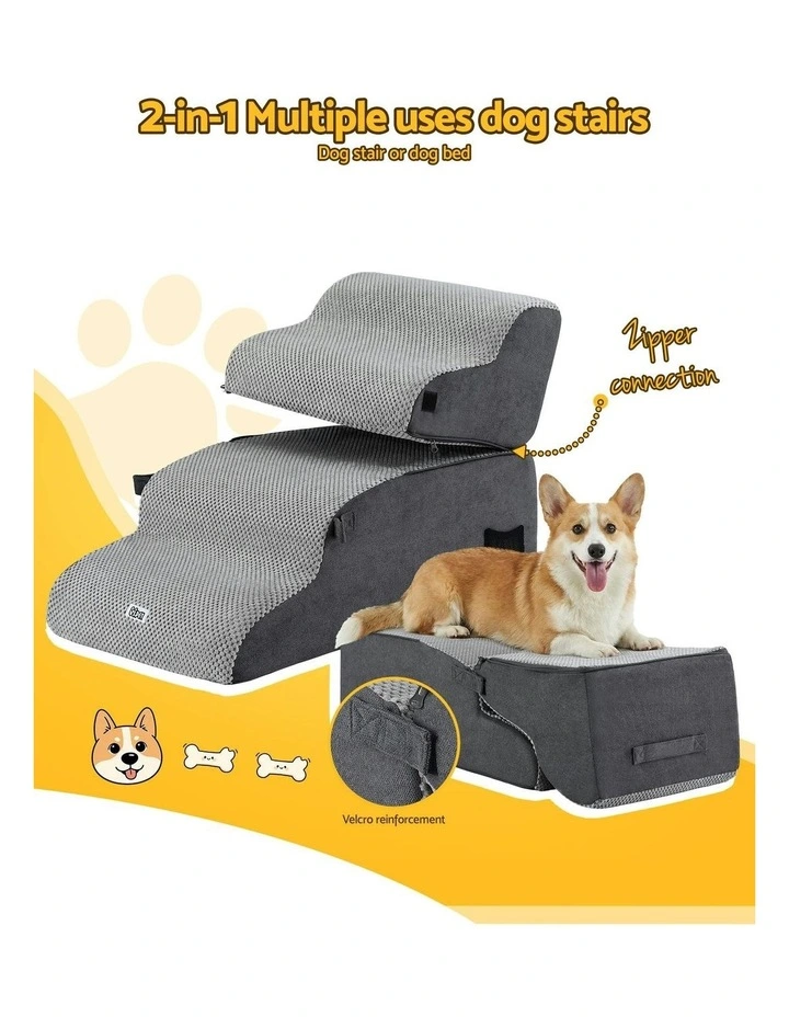 2-in-1 Multi-Use Dog Stairs And Bed in Grey image 5