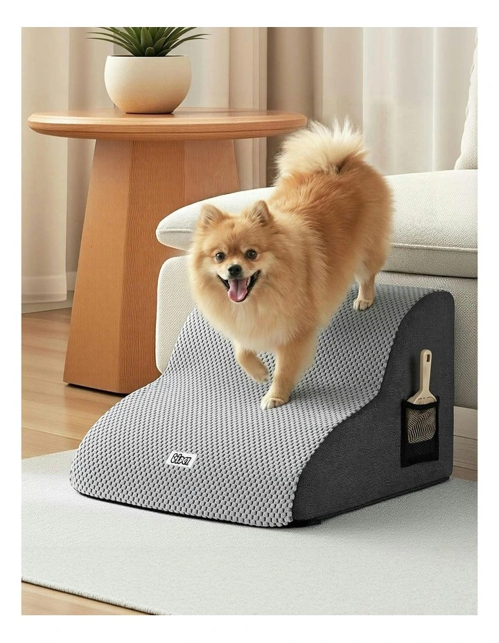 2 Steps Dog And Cat Ramp Pet Stairs in Grey image 3