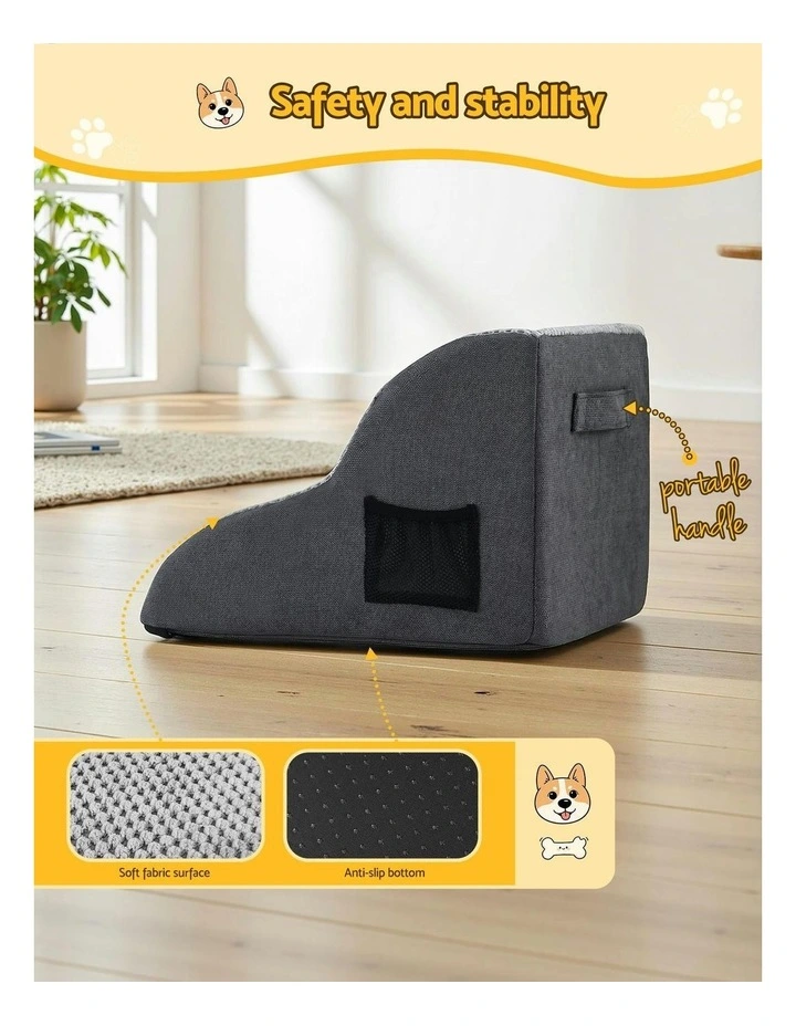 2 Steps Dog And Cat Ramp Pet Stairs in Grey image 5