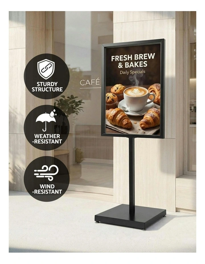 A1 Frame Pedestal Sign Holder Poster Stand 60x90cm in Black image 7