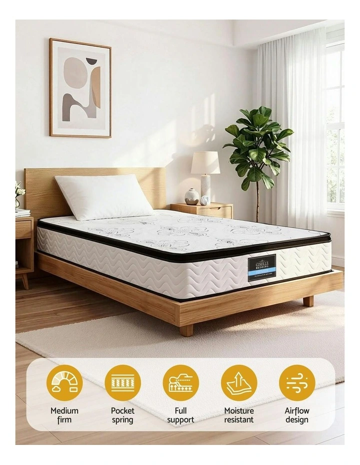Pocket Spring Medium Firm Foam Euro Top King Single Mattress 30cm in White image 5