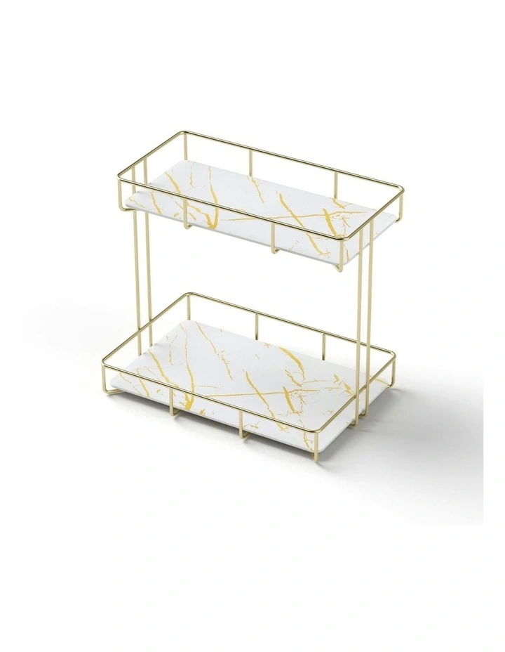2 Tier Bathroom Storage Rack in Gold image 1