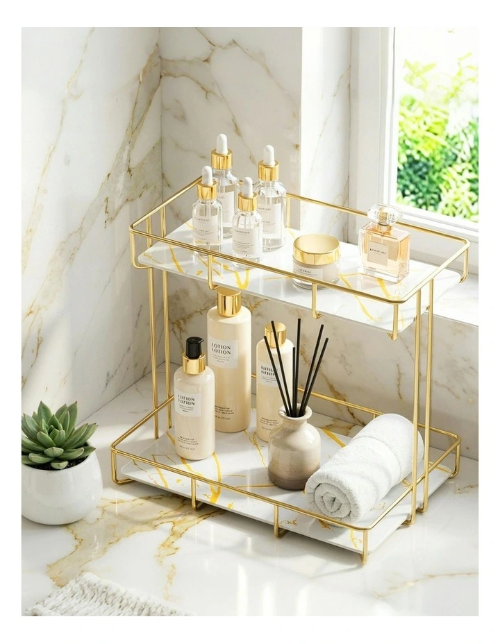 2 Tier Bathroom Storage Rack in Gold image 3