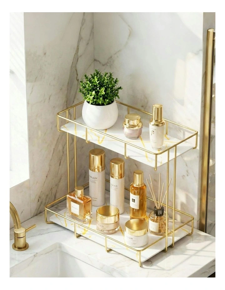 2 Tier Bathroom Storage Rack in Gold image 5