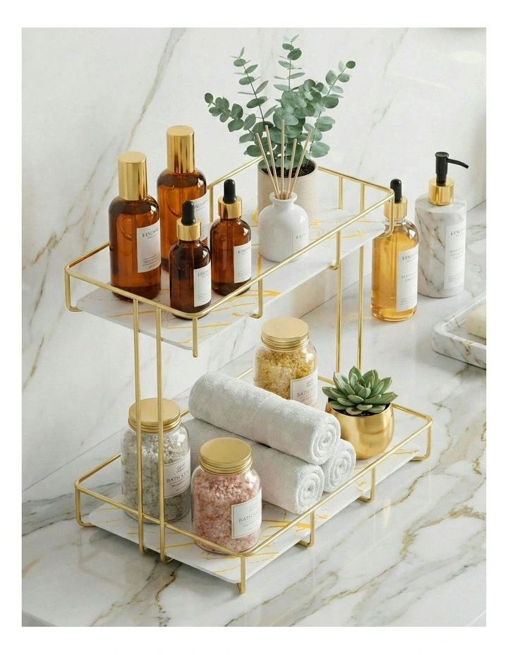 2 Tier Bathroom Storage Rack in Gold image 6