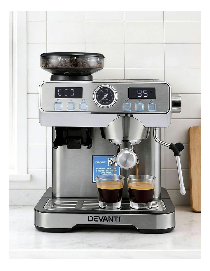 Espresso Latte Maker With Grinder Milk Frother Steam Wand Coffee Machine image 3