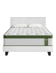 BedStory Queen Bed Frame Set With Hybrid Mattress And Leather Frame in White