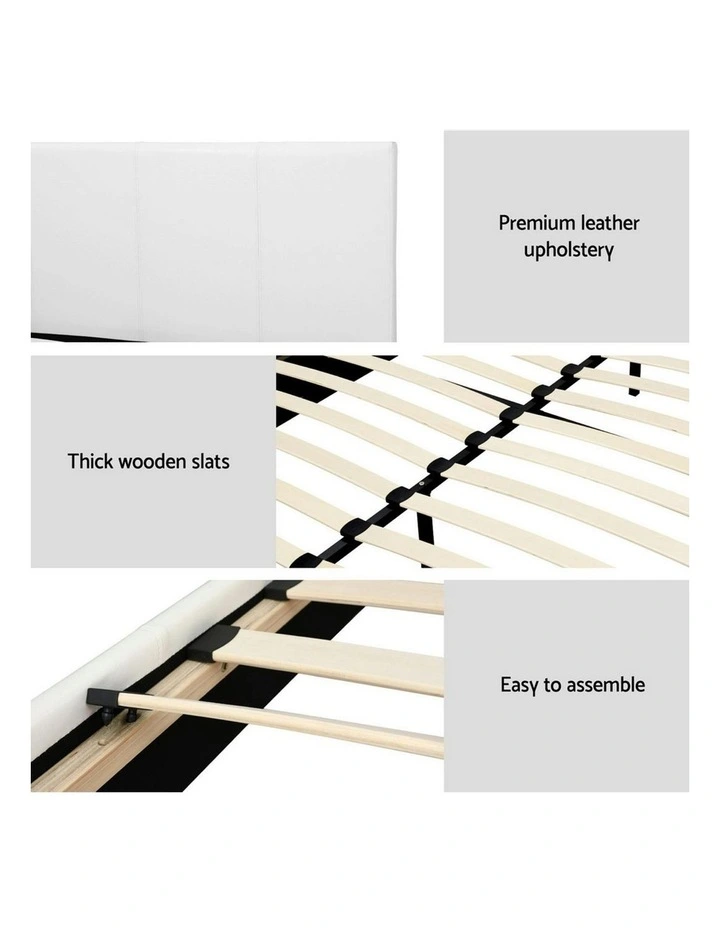 BedStory Queen Bed Frame Set With Hybrid Mattress And Leather Frame in White image 6