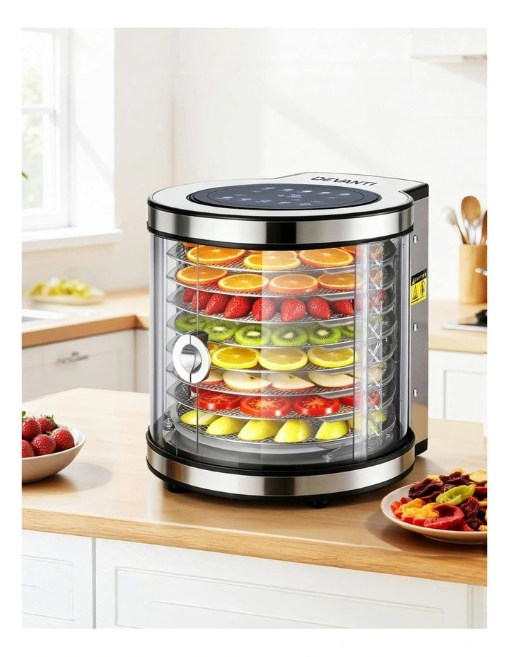 8 Trays Stainless Steel Auto-Rotate 10 Programs 700W Food Dehydrator image 3