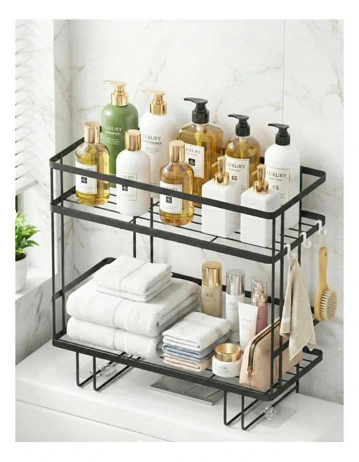 2 Tier Over Toilet Storage Rack Bathroom Shelf Organizer image 3