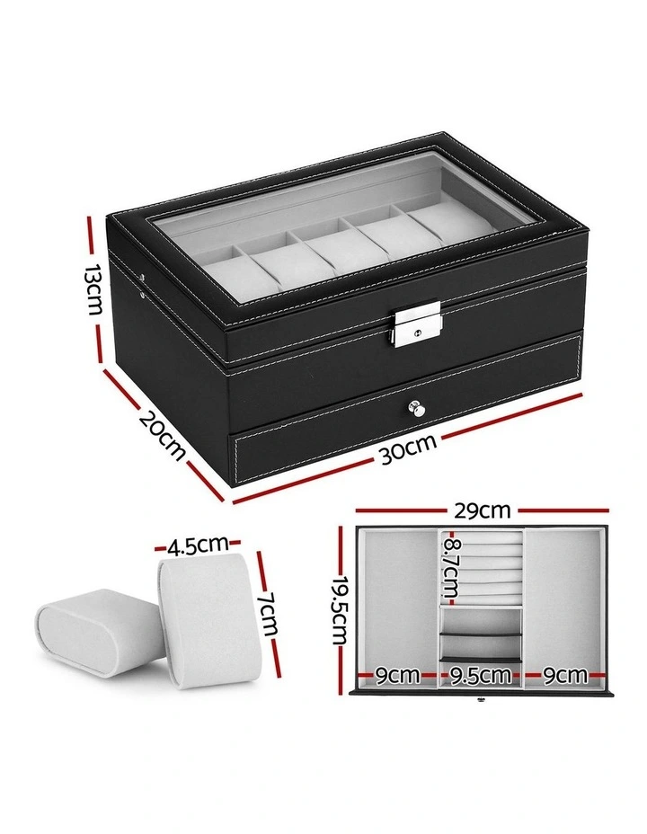 12 Grids Watch Organizer Jewelry Display Storage Box in Black image 4