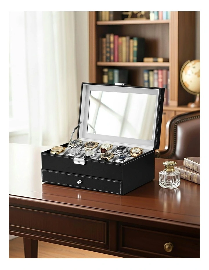 12 Grids Watch Organizer Jewelry Display Storage Box in Black image 5