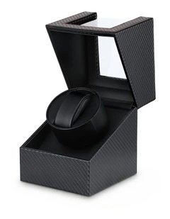 Automatic Single Quiet Carbon Fibre Watch Winder Box in Black