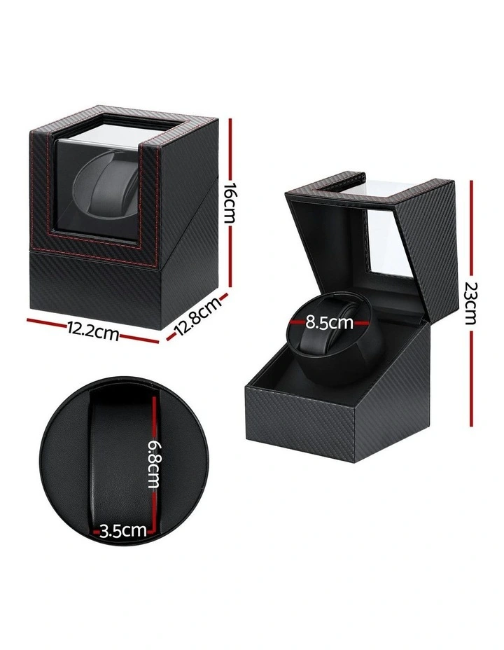 Automatic Single Quiet Carbon Fibre Watch Winder Box in Black image 4