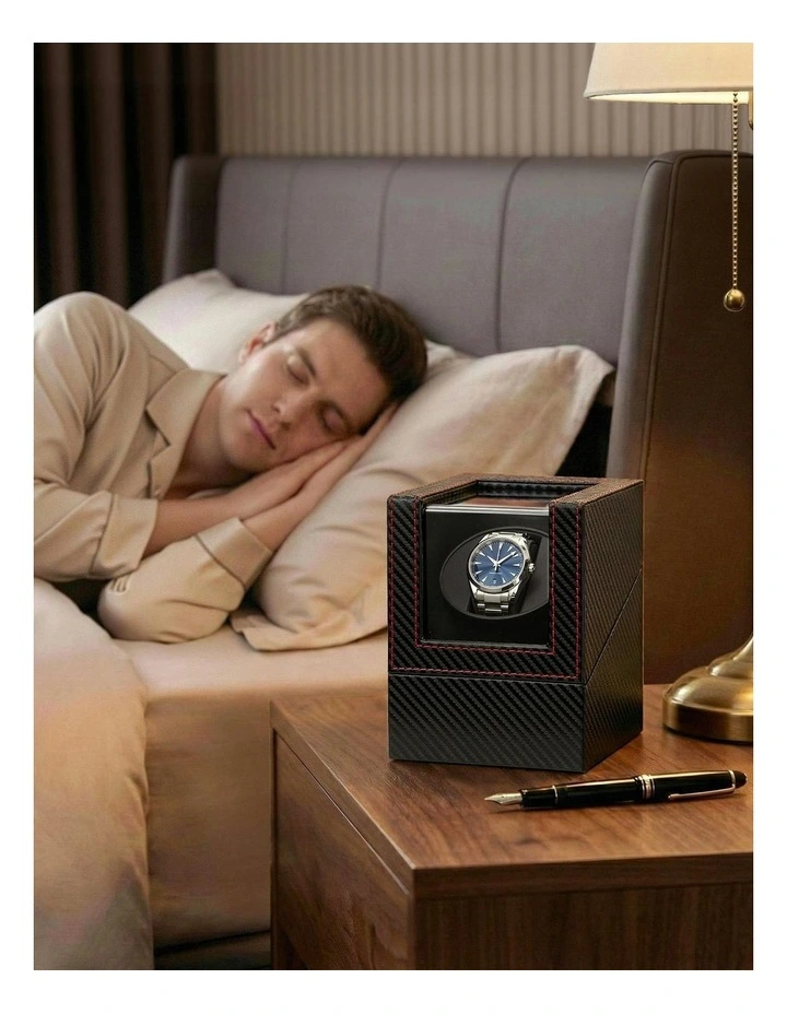 Automatic Single Quiet Carbon Fibre Watch Winder Box in Black image 6
