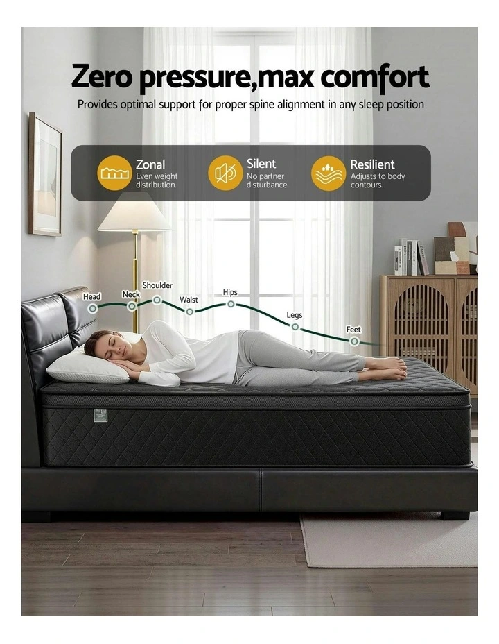 5-Zone Pocket Spring Egg-crate Memory Foam King Mattress 34cm in Black image 7