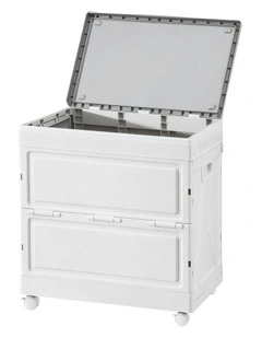 Stackable Cupboard Camping Organizer Wheels Outdoor Storage Box 159L in White