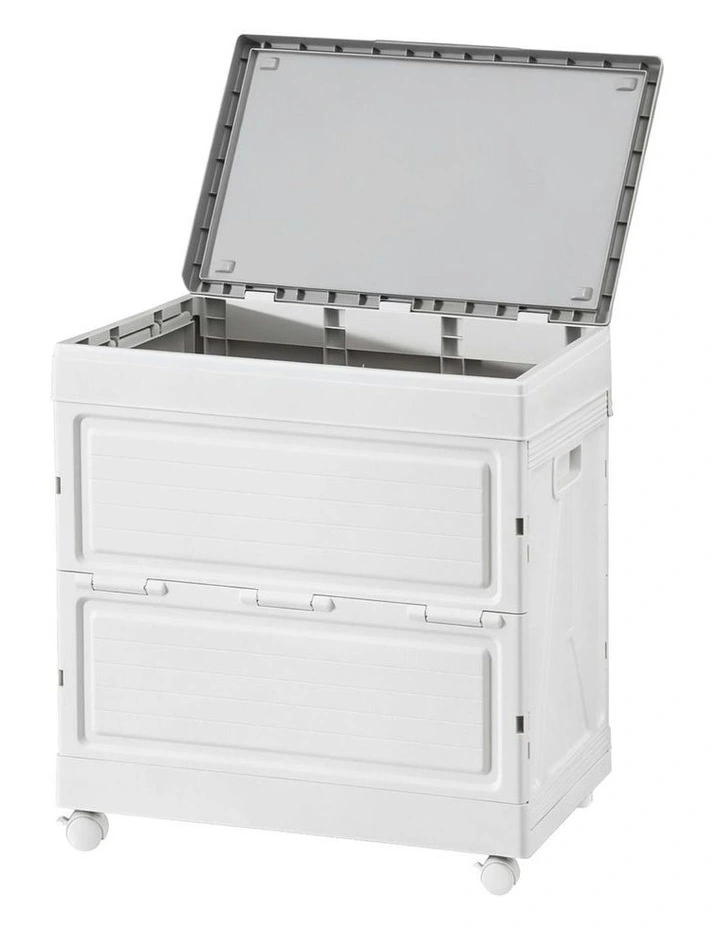 Stackable Cupboard Camping Organizer Wheels Outdoor Storage Box 159L in White image 1