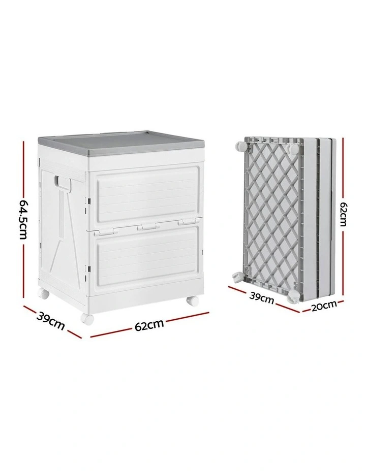Stackable Cupboard Camping Organizer Wheels Outdoor Storage Box 159L in White image 4