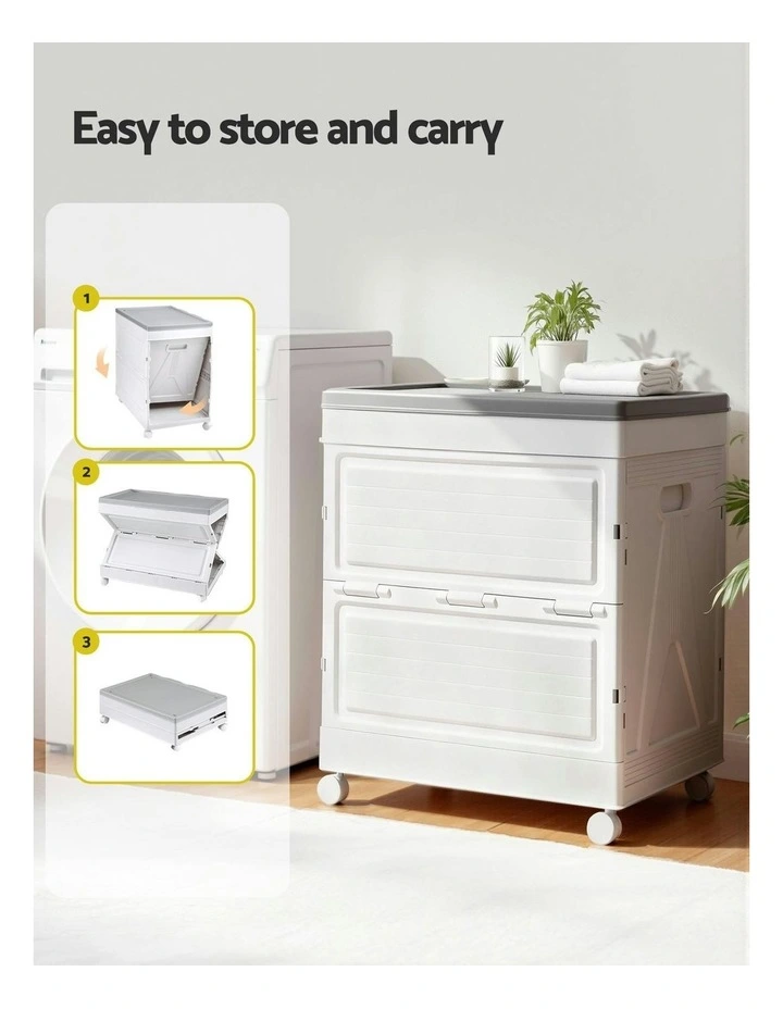 Stackable Cupboard Camping Organizer Wheels Outdoor Storage Box 159L in White image 6