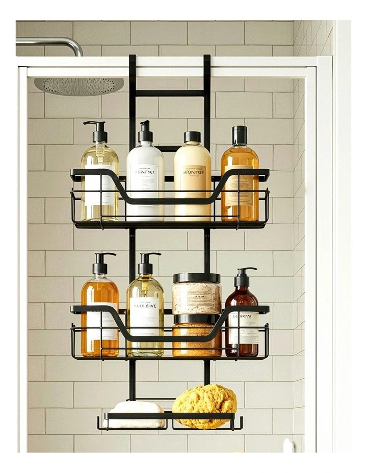 Over The Door Shower Caddy Hanging Bathroom Storage Organizer 3 Tier in Black image 5