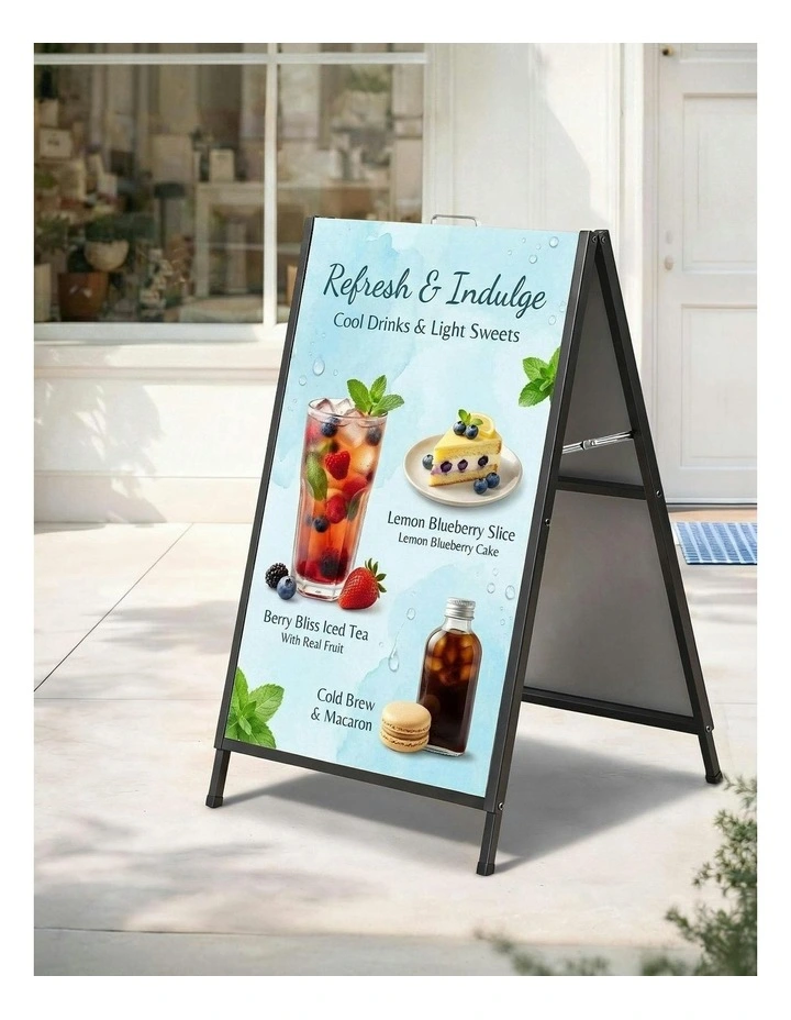 Outdoor Advertising Display Board Double Sided Poster A1 Frame Sign Stand 60x90cm in Black image 3
