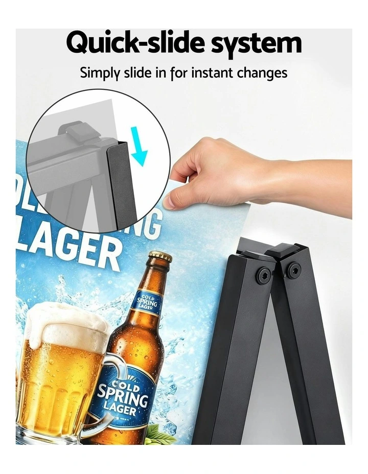 Outdoor Advertising Display Board Double Sided Poster A1 Frame Sign Stand 60x90cm in Black image 5