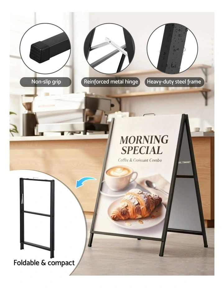 Outdoor Advertising Display Board Double Sided Poster A1 Frame Sign Stand 60x90cm in Black image 7