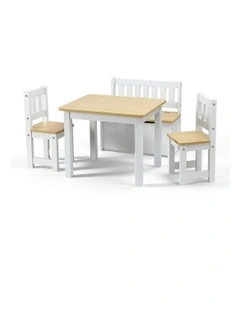 Activity Table & Storage Bench & Chair Set in Natural